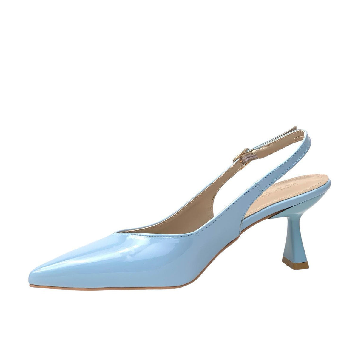 Women's Pasg BabyBlue Patent Leather Material Pointed Toe Heeled Sandals - STREETMODE ™