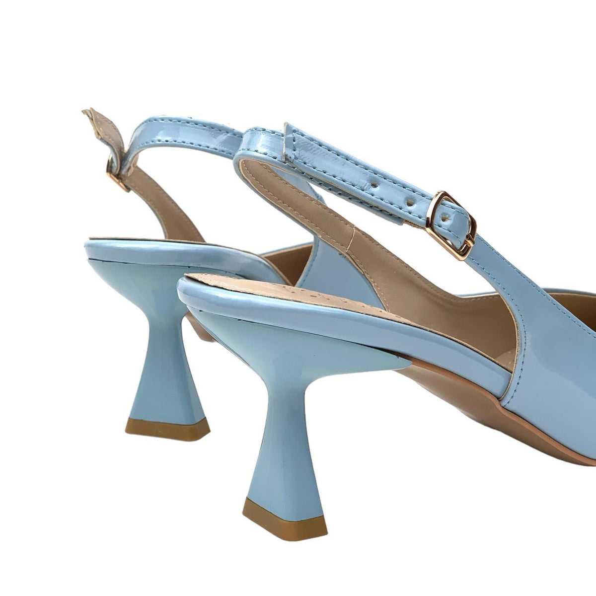 Women's Pasg BabyBlue Patent Leather Material Pointed Toe Heeled Sandals - STREETMODE ™