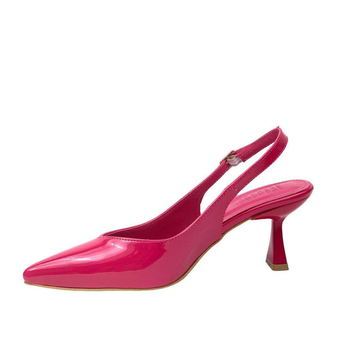 Women's Pasge Fuchsia Patent Leather Material Pointed Toe Heeled Sandals - STREETMODE ™