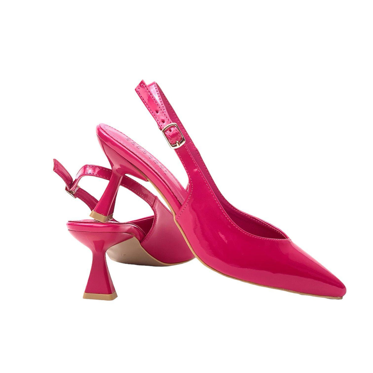 Women's Pasge Fuchsia Patent Leather Material Pointed Toe Heeled Sandals - STREETMODE ™