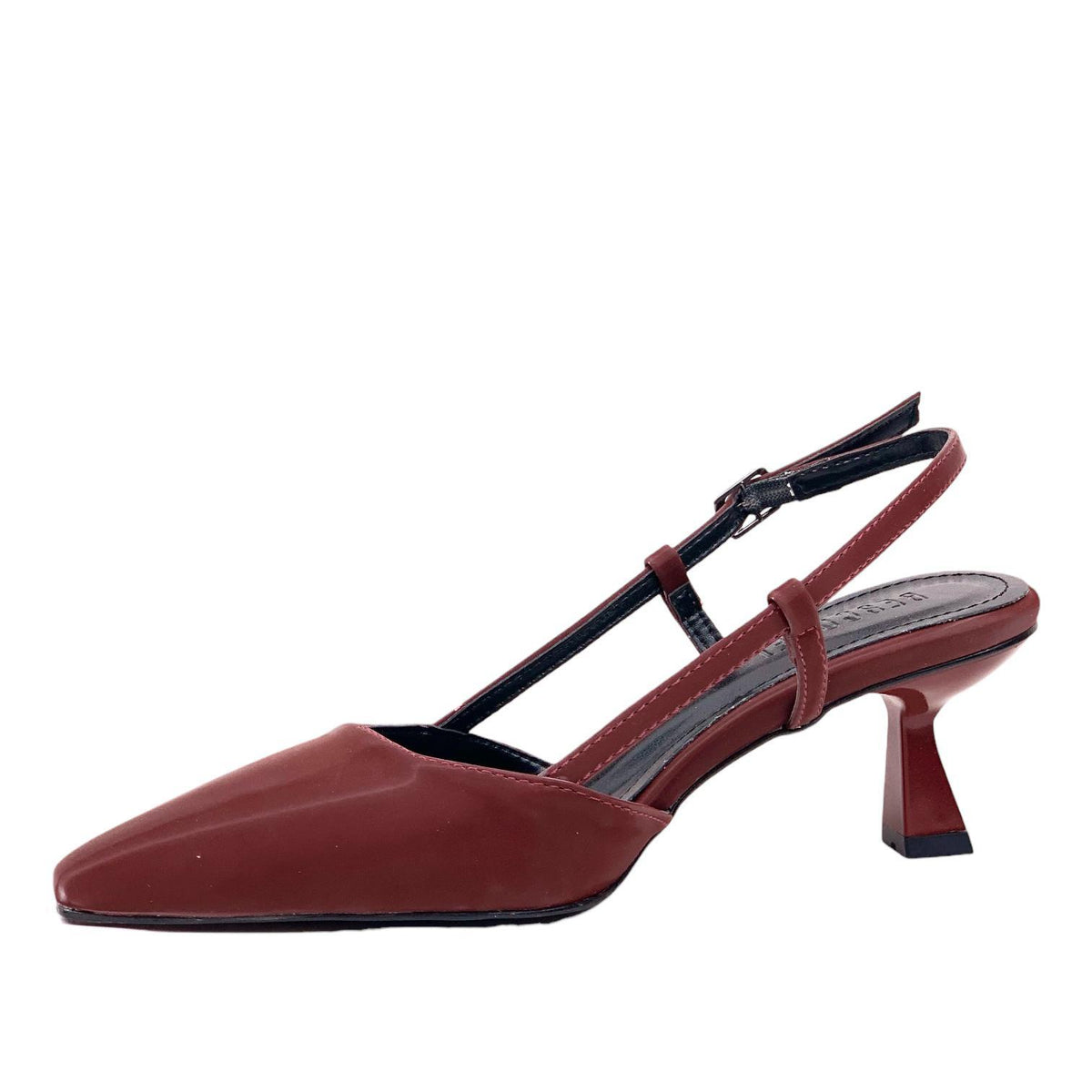 Women's Sedj Burgundy Silk Material Open Back Almond Heel Shoes 5.5 Cm - STREETMODE ™