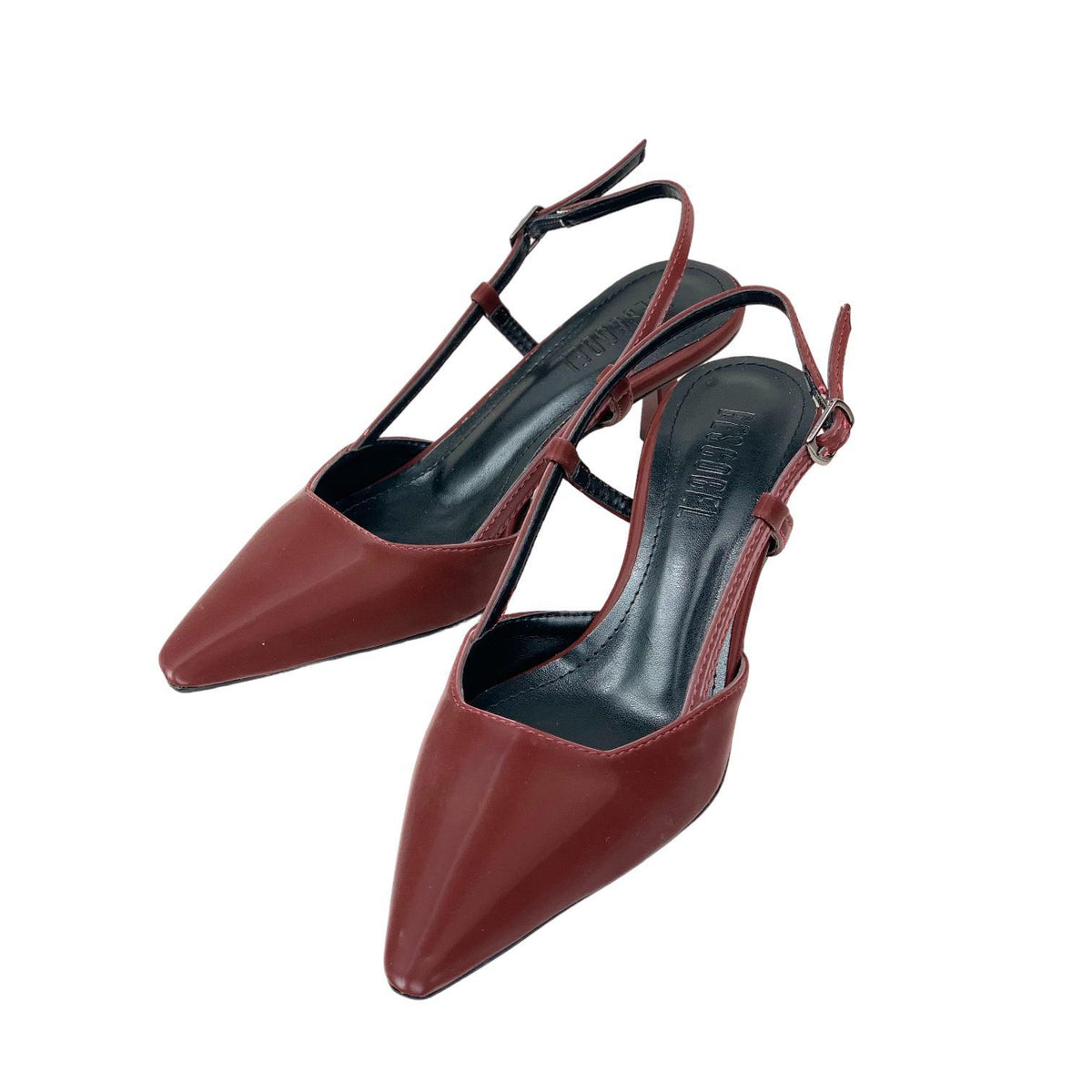 Women's Sedj Burgundy Silk Material Open Back Almond Heel Shoes 5.5 Cm - STREETMODE ™