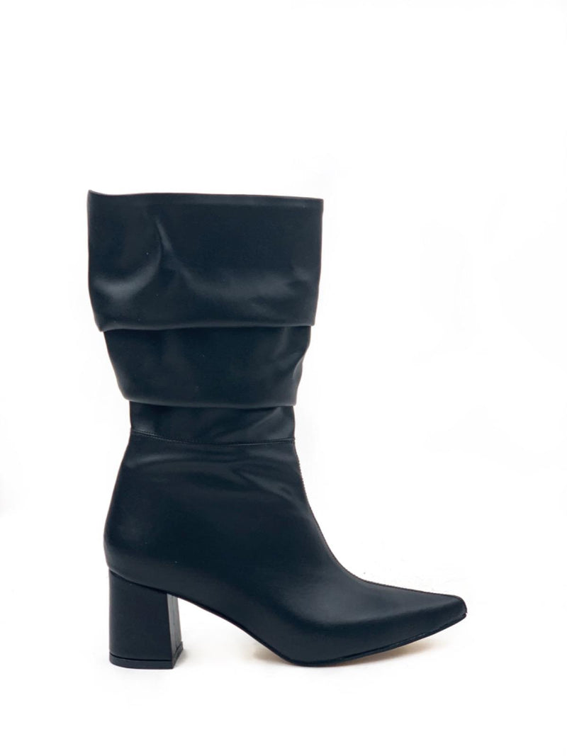 Women's Black Shipped Short Cowboy Boots - STREETMODE ™