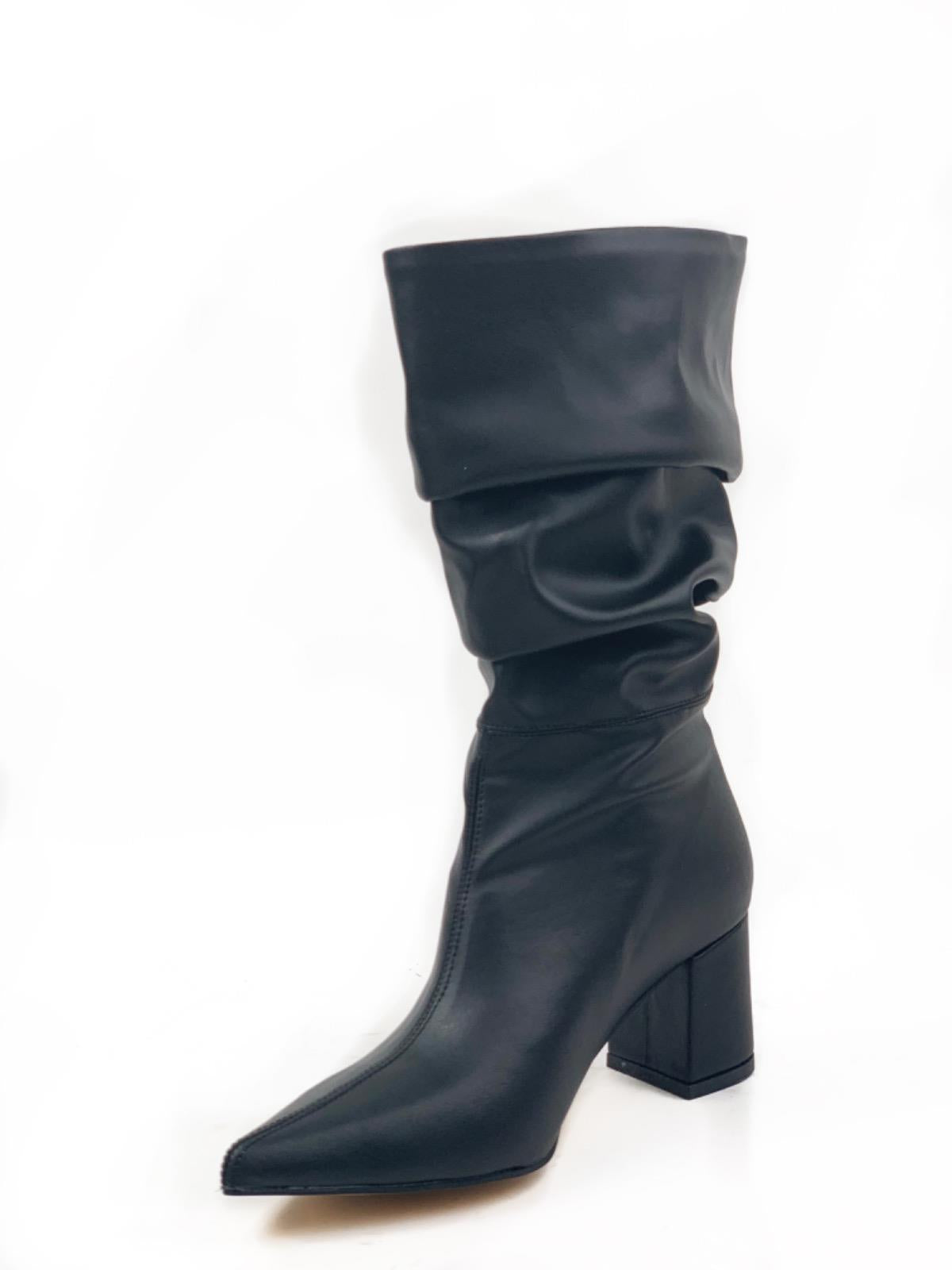 Women's Black Shipped Short Cowboy Boots - STREETMODE ™