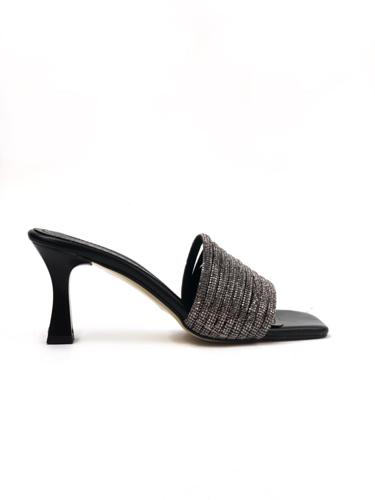Women's Black Yeft Multi-Stone Evening Dress Slippers - STREETMODE ™