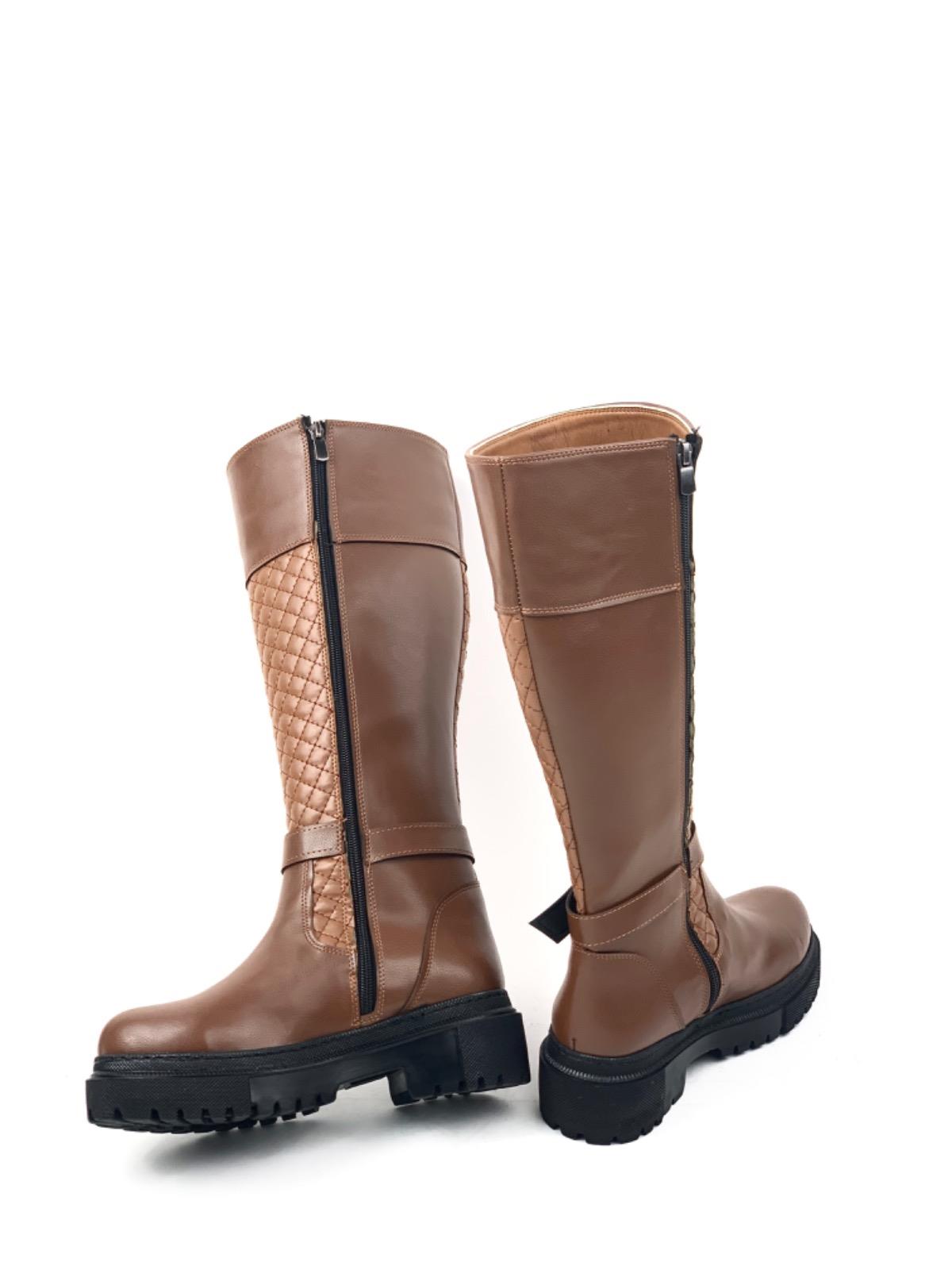 Women's Taba Jane Zippered Ready-made Thermo Sole Knee-high Patterned Buckle Boots - STREETMODE ™