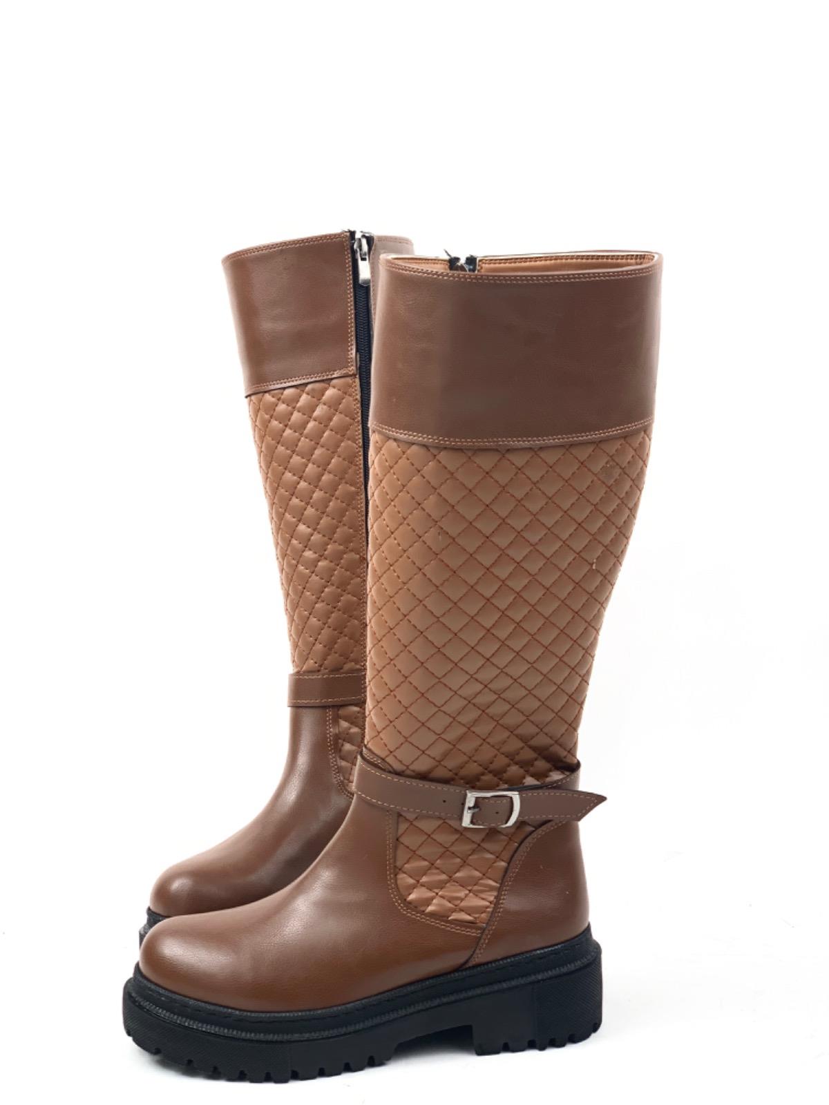 Women's Taba Jane Zippered Ready-made Thermo Sole Knee-high Patterned Buckle Boots - STREETMODE ™