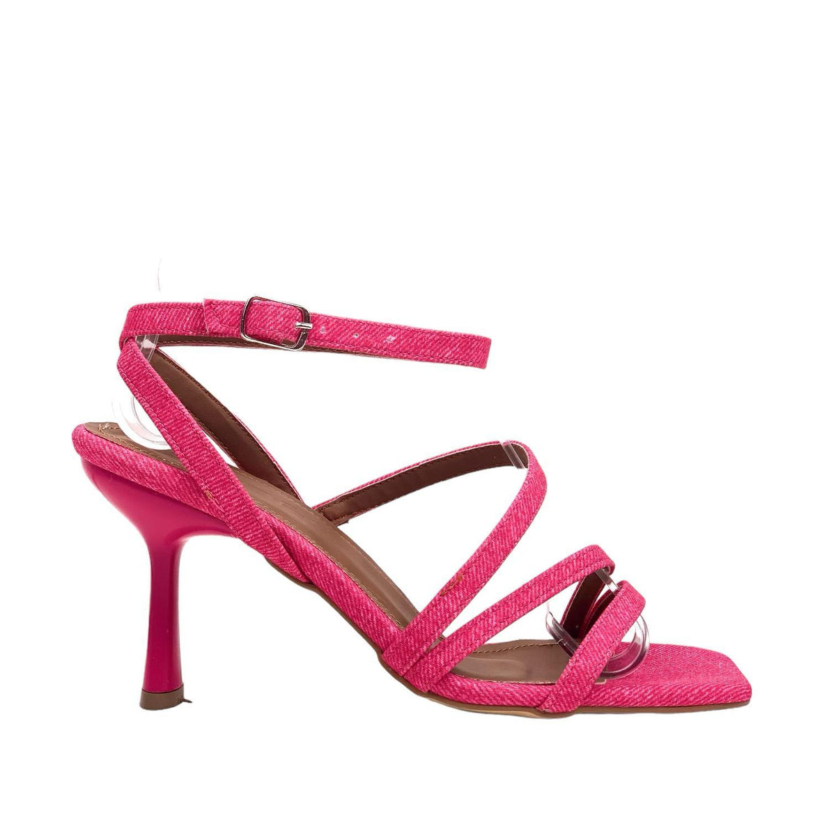 Women's Yerha Fuchsia Denim Material Sandals 8 cm - STREETMODE ™