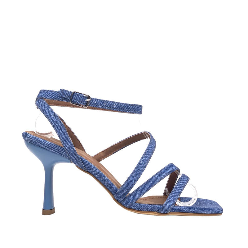 Women's Yerha Blue Denim Material Sandals 8 cm - STREETMODE ™