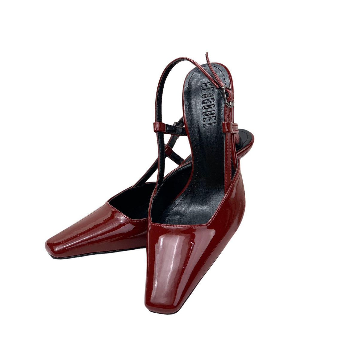 Women's Yojd Burgundy Patent Leather Heeled Open Back Shoes 8 CM