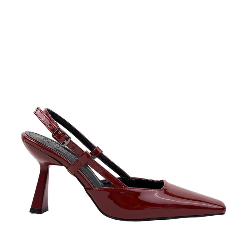 Women's Yojd Burgundy Patent Leather Heeled Open Back Shoes 8 CM - STREETMODE ™