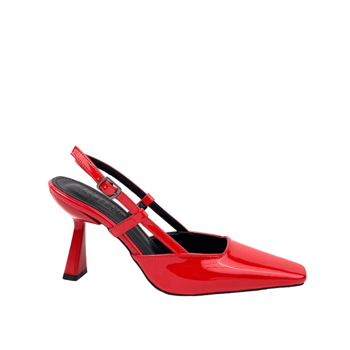 Women's Yojd Red Patent Leather Heeled Open Back Shoes 8 CM - STREETMODE ™