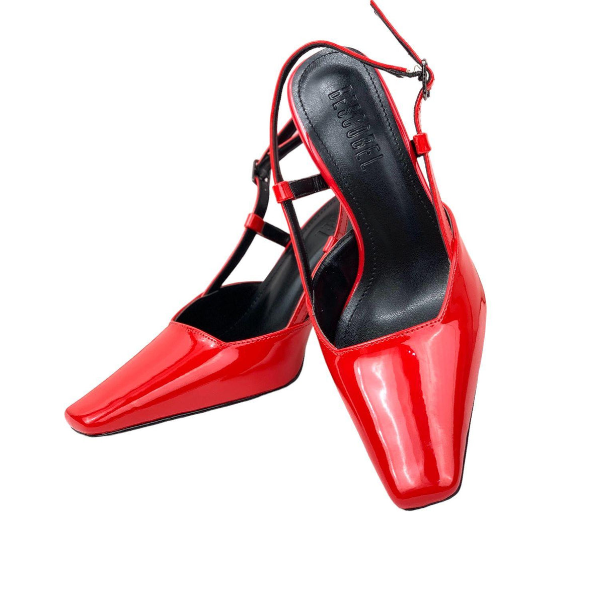 Women's Yojd Red Patent Leather Heeled Open Back Shoes 8 CM - STREETMODE ™