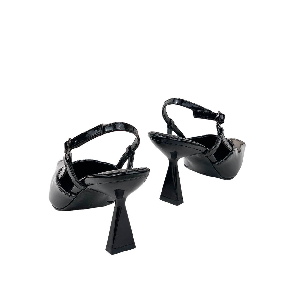 Women's Yojd Black Patent Leather Heeled Open Back Shoes 8 CM - STREETMODE ™