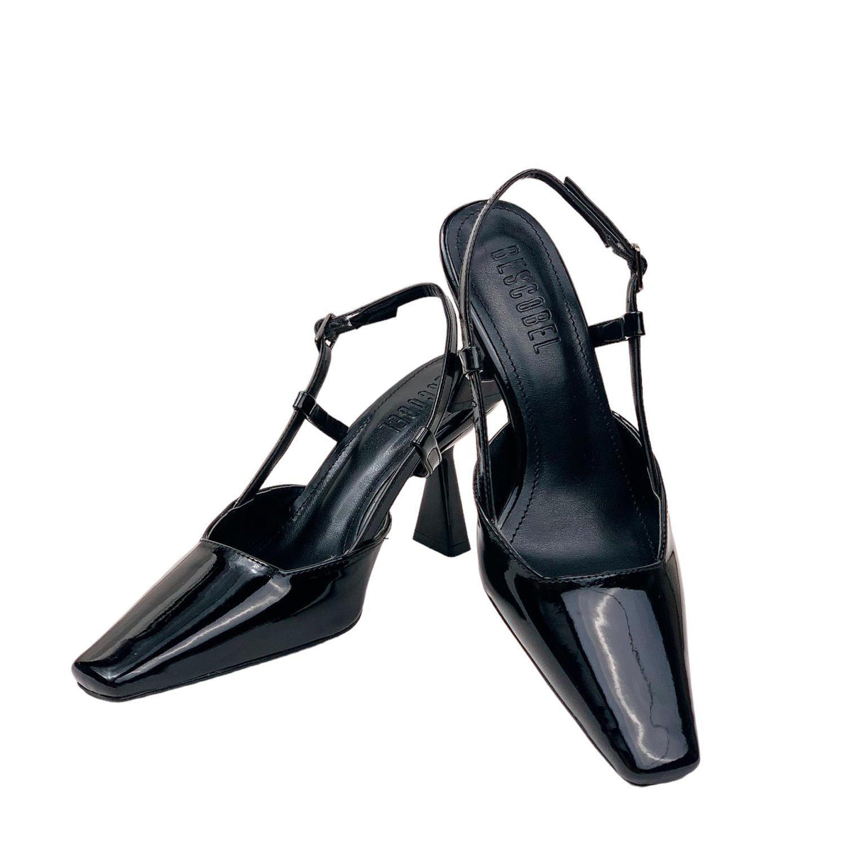 Women's Yojd Black Patent Leather Heeled Open Back Shoes 8 CM - STREETMODE ™