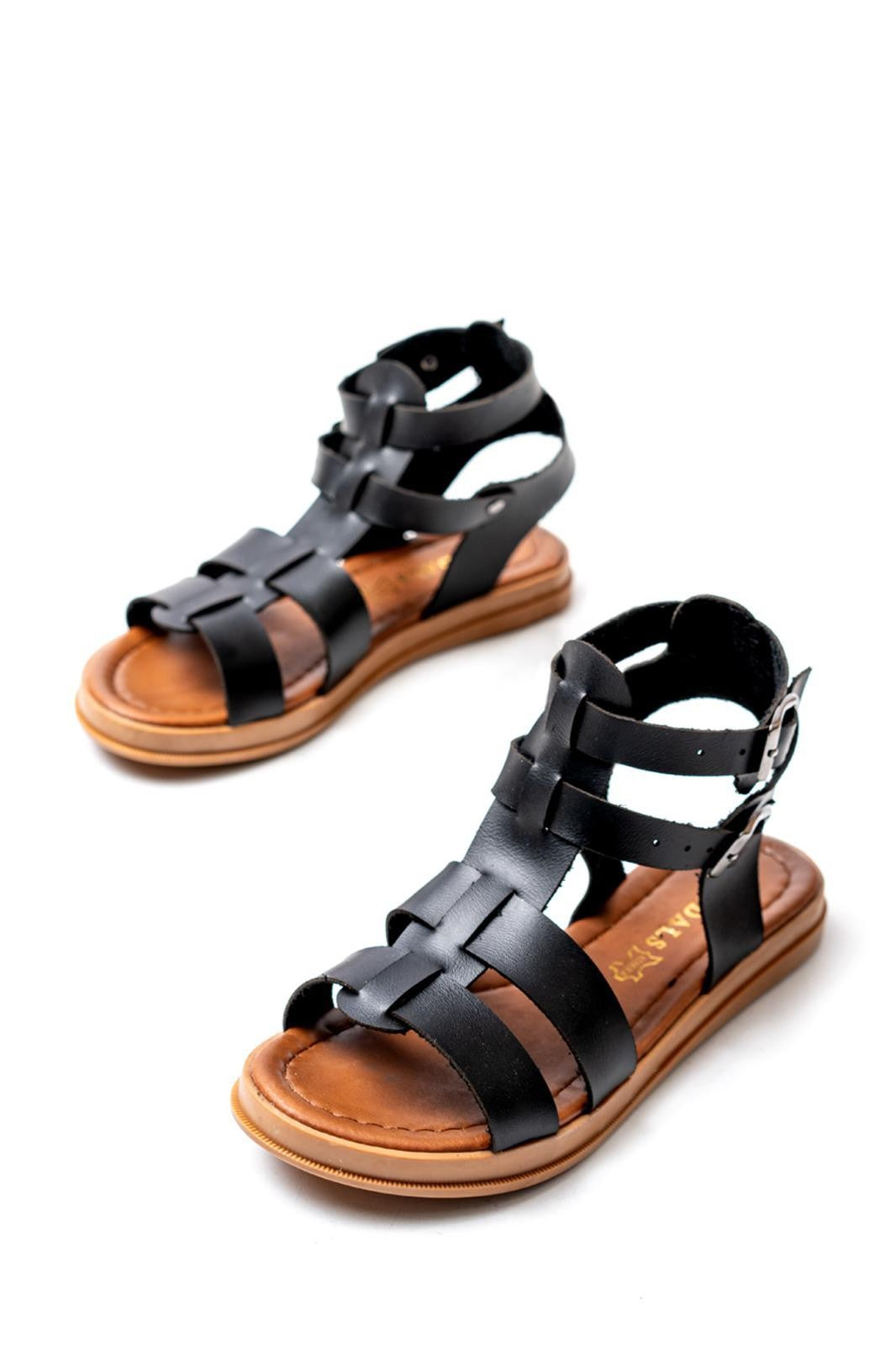 Women's Kamila Black Leather Sandals - STREETMODE ™