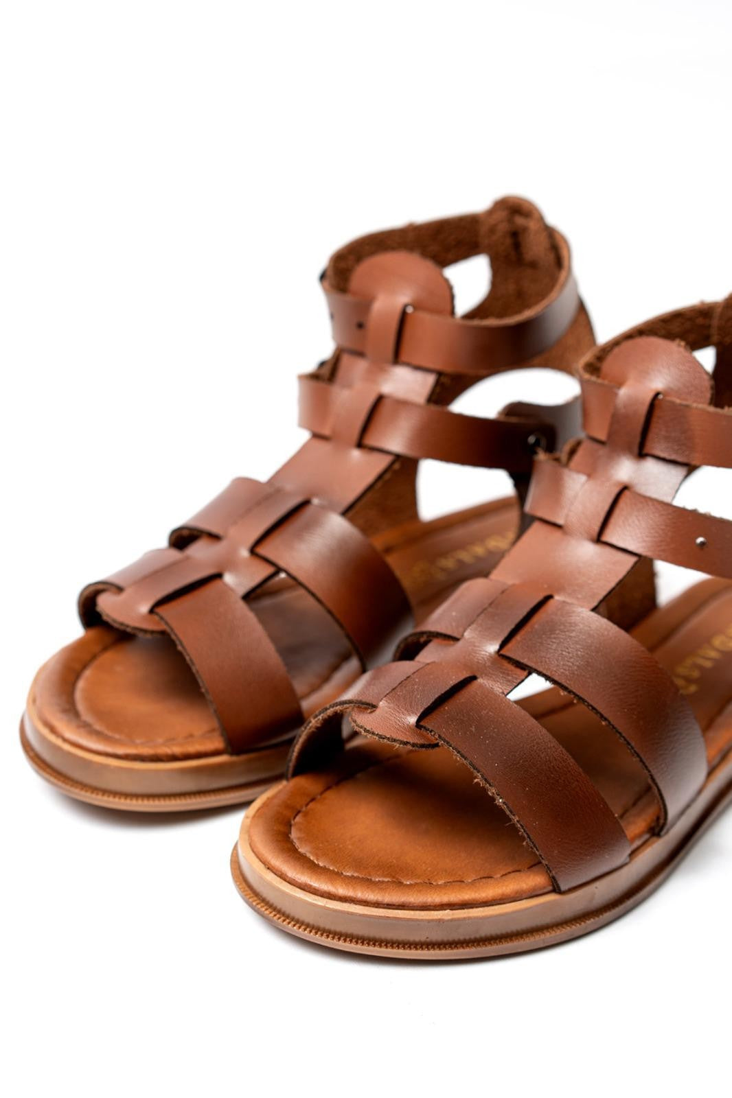 Women's Kamila Brown Leather Sandals - STREETMODE ™