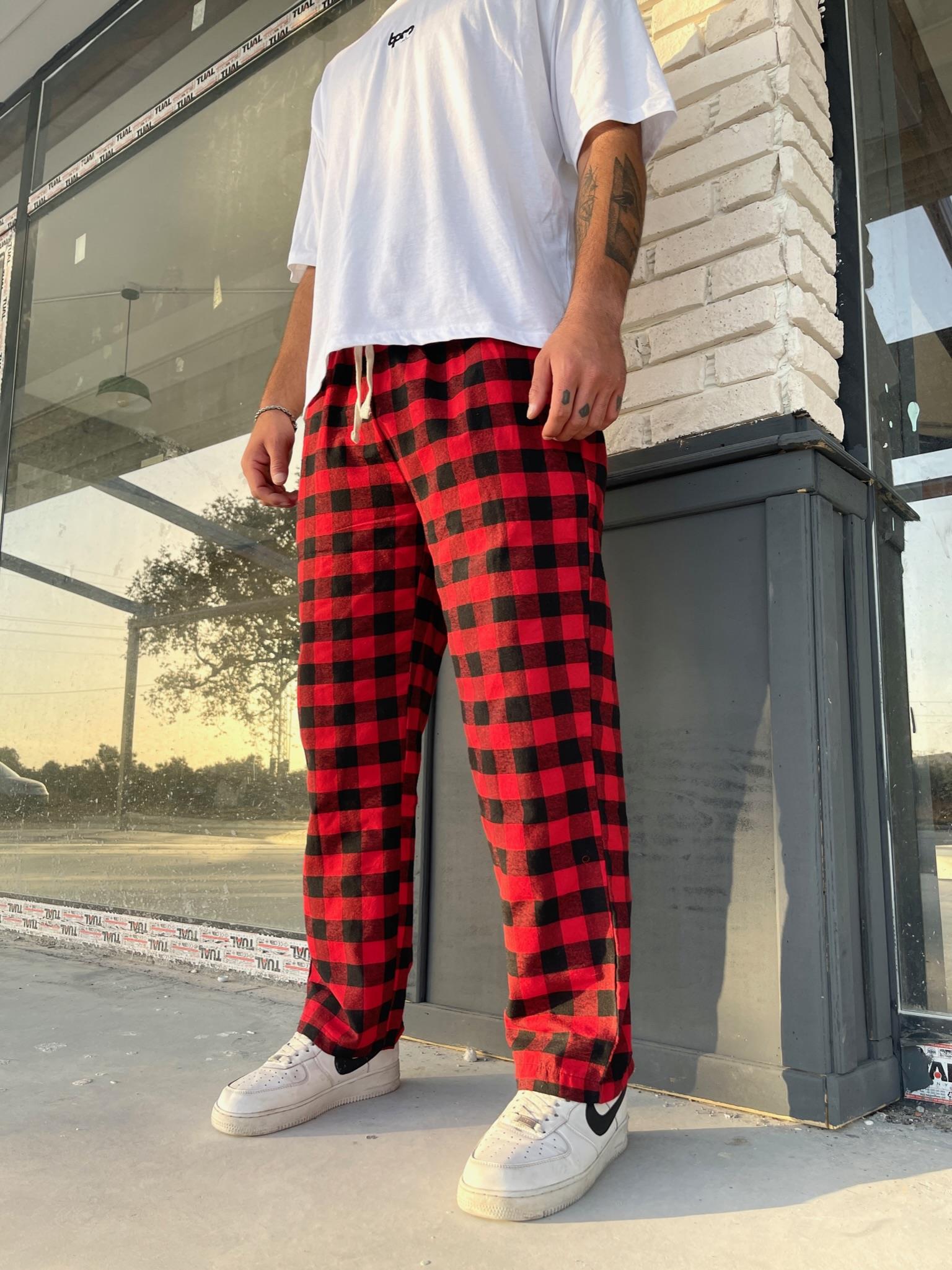 Men s Checkered Pajamas Tracksuit Bottom STREETMODE