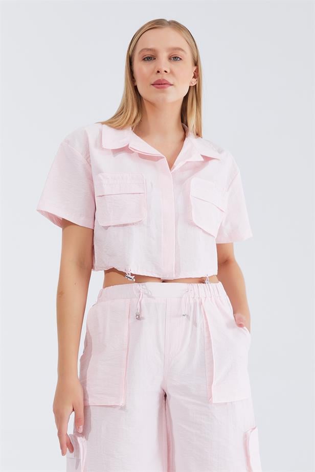 Women's Cargo Shirt Shorts Set - Pink - STREETMODE ™