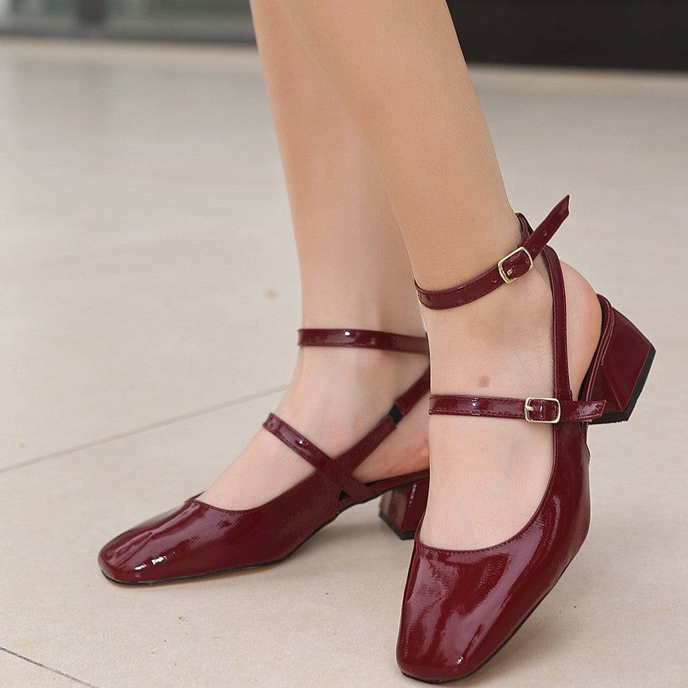 Women's Karmi Burgundy Patent Leather Heeled Shoes - STREETMODE ™