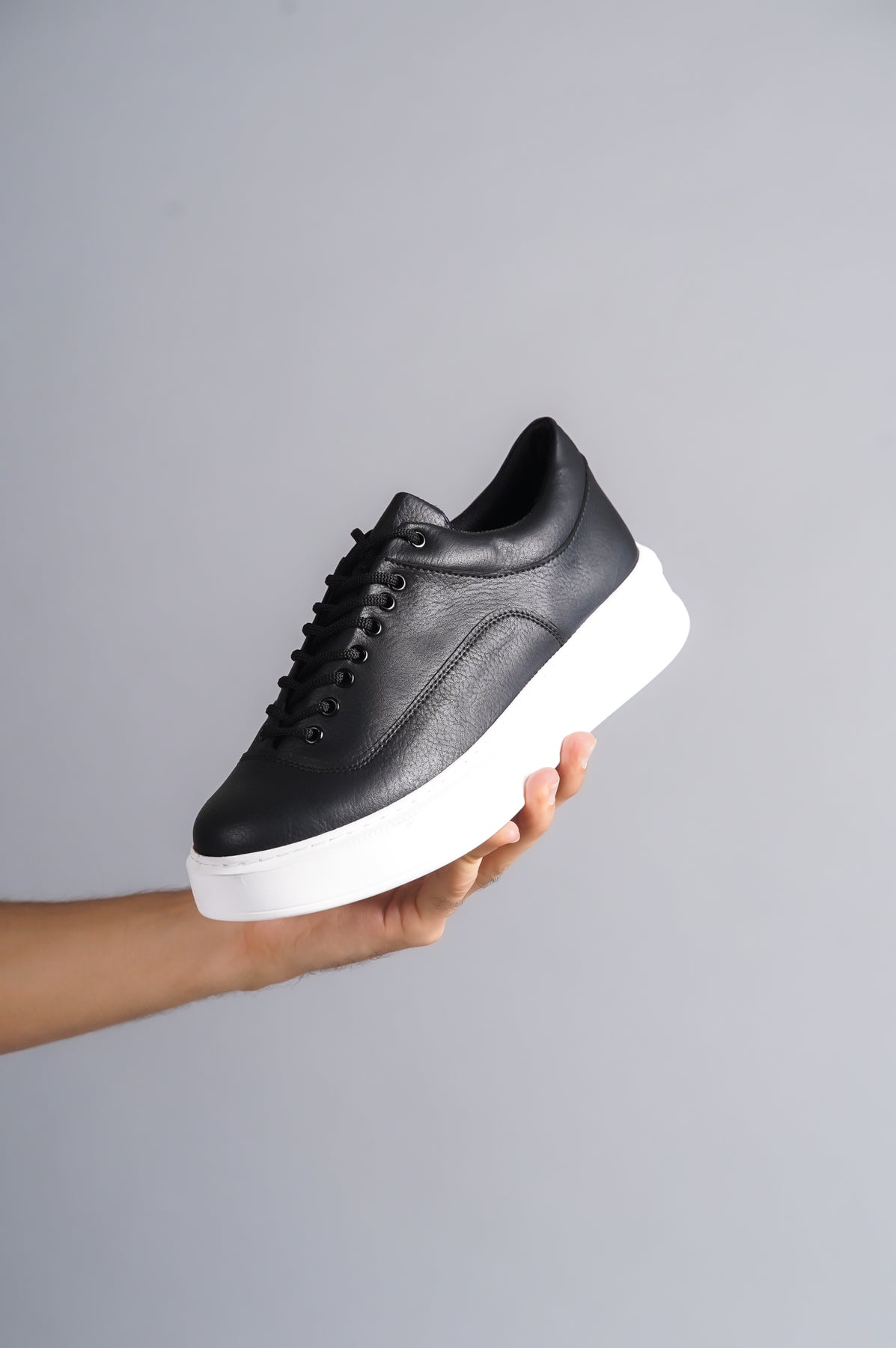 KB-005 Black Skin Lace-Up Casual Men's Sneakers Shoes - STREETMODE ™