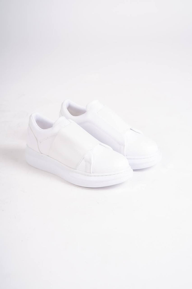 KB-040 White Leather Laced Casual Men's Shoes - STREETMODE ™