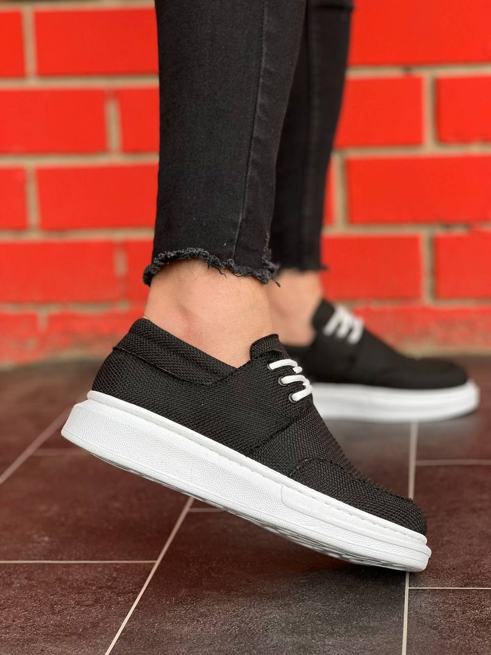 KB-042 Lace-Up Black Casual Men's Sneakers Shoes - STREETMODE ™