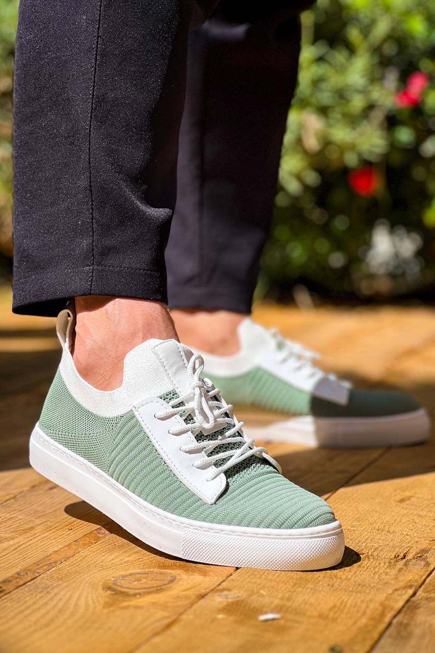 KB-110 Green Knitwear High Sole Lace-up Casual Men's Shoes - STREETMODE ™
