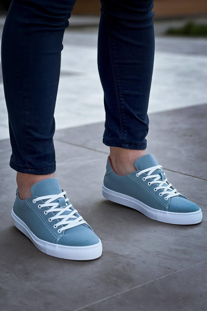 KB-122 Baby Blue Suede High Sole Laced Casual Men's Shoes - STREETMODE ™