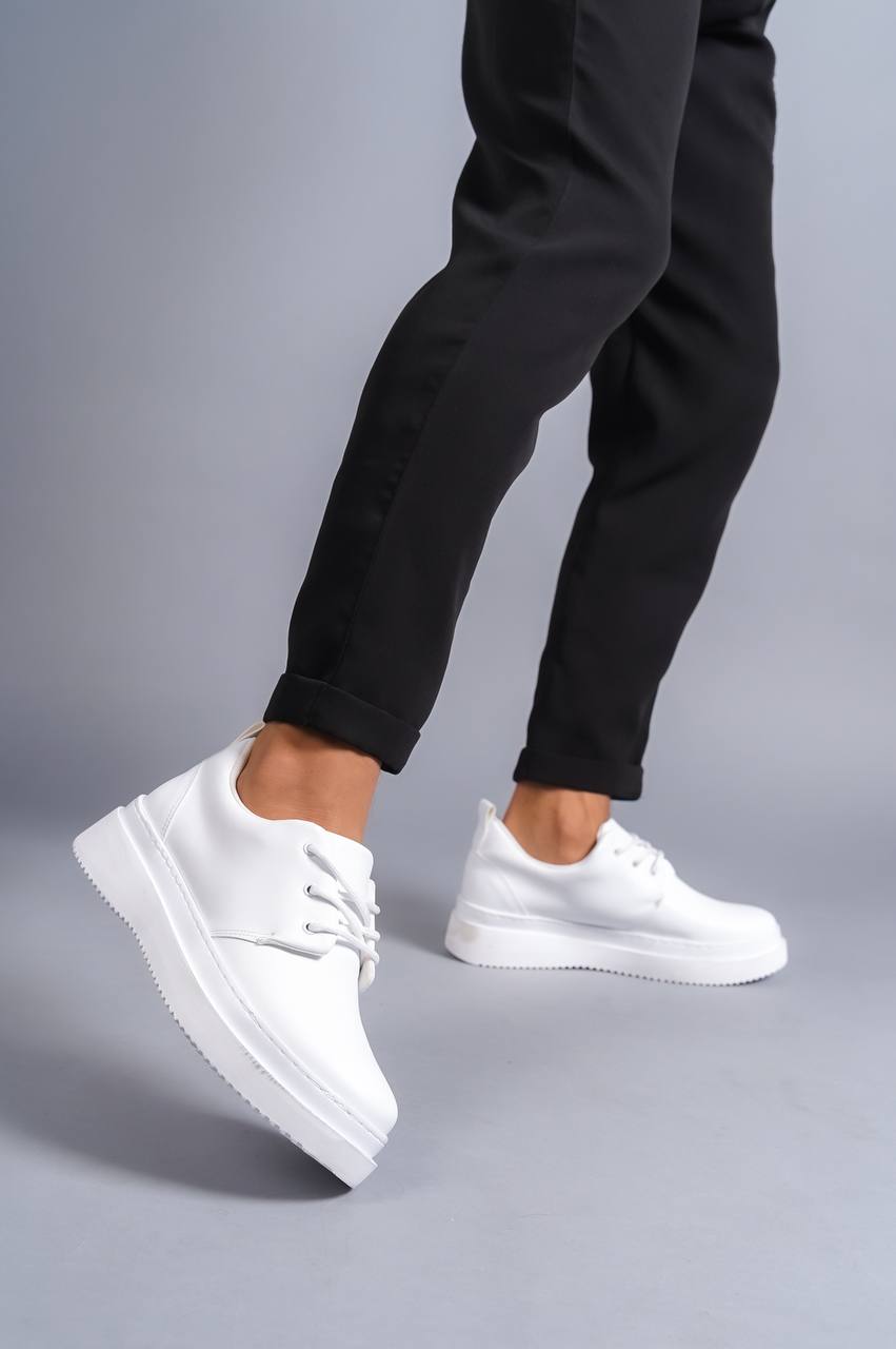KB-X3 White Leather Laced Casual Men's Shoes - STREETMODE ™