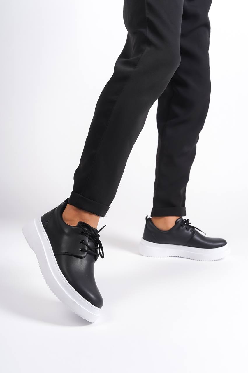 KB-X3 Black Leather Laced Casual Men's Shoes - STREETMODE ™