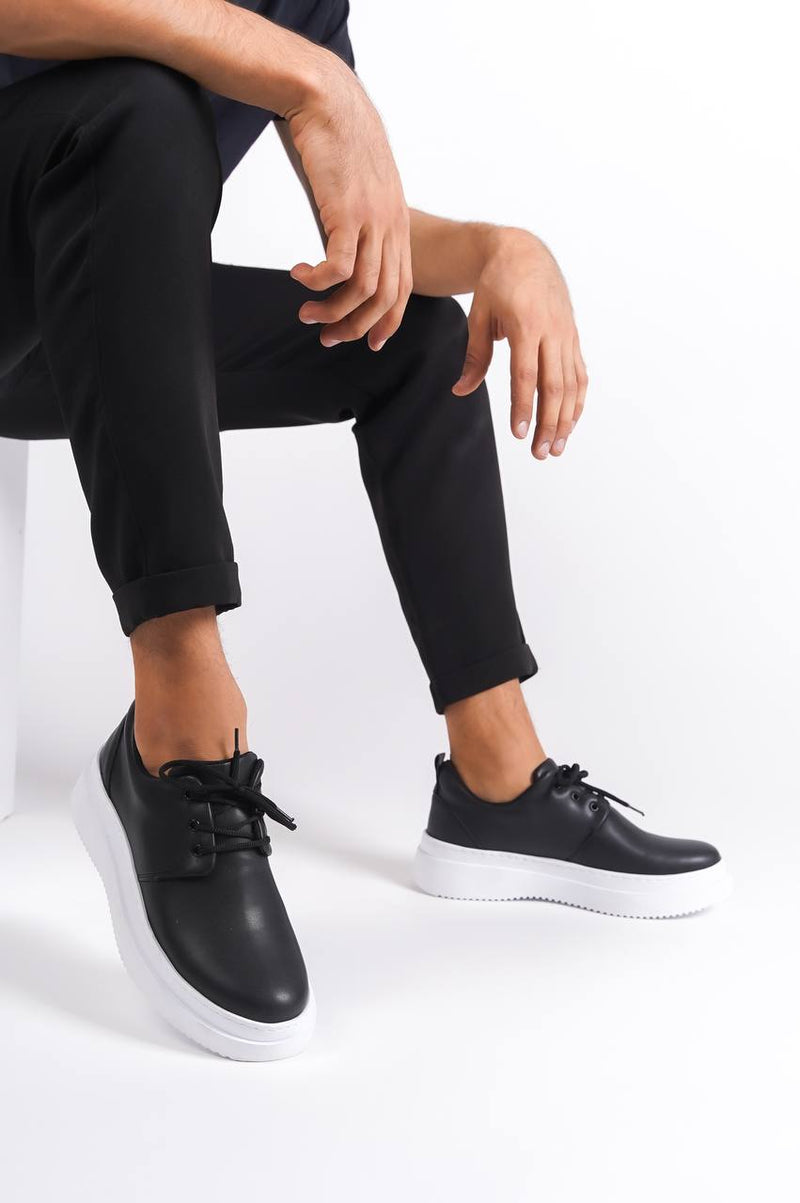 KB-X3 Black Leather Laced Casual Men's Shoes - STREETMODE ™