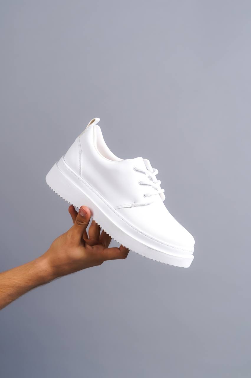 KB-X3 White Leather Laced Casual Men's Shoes - STREETMODE ™