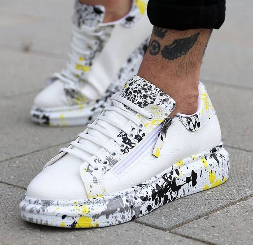 KB02 Crocodile White Yellow Men's Sneakers Shoes - STREETMODE ™