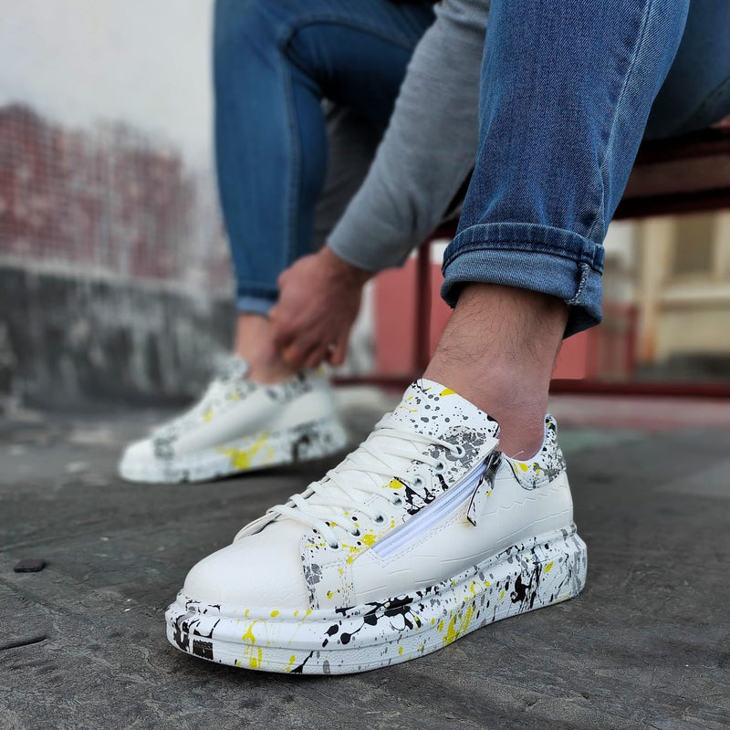 KB02 Crocodile White Yellow Men's Sneakers Shoes - STREETMODE ™