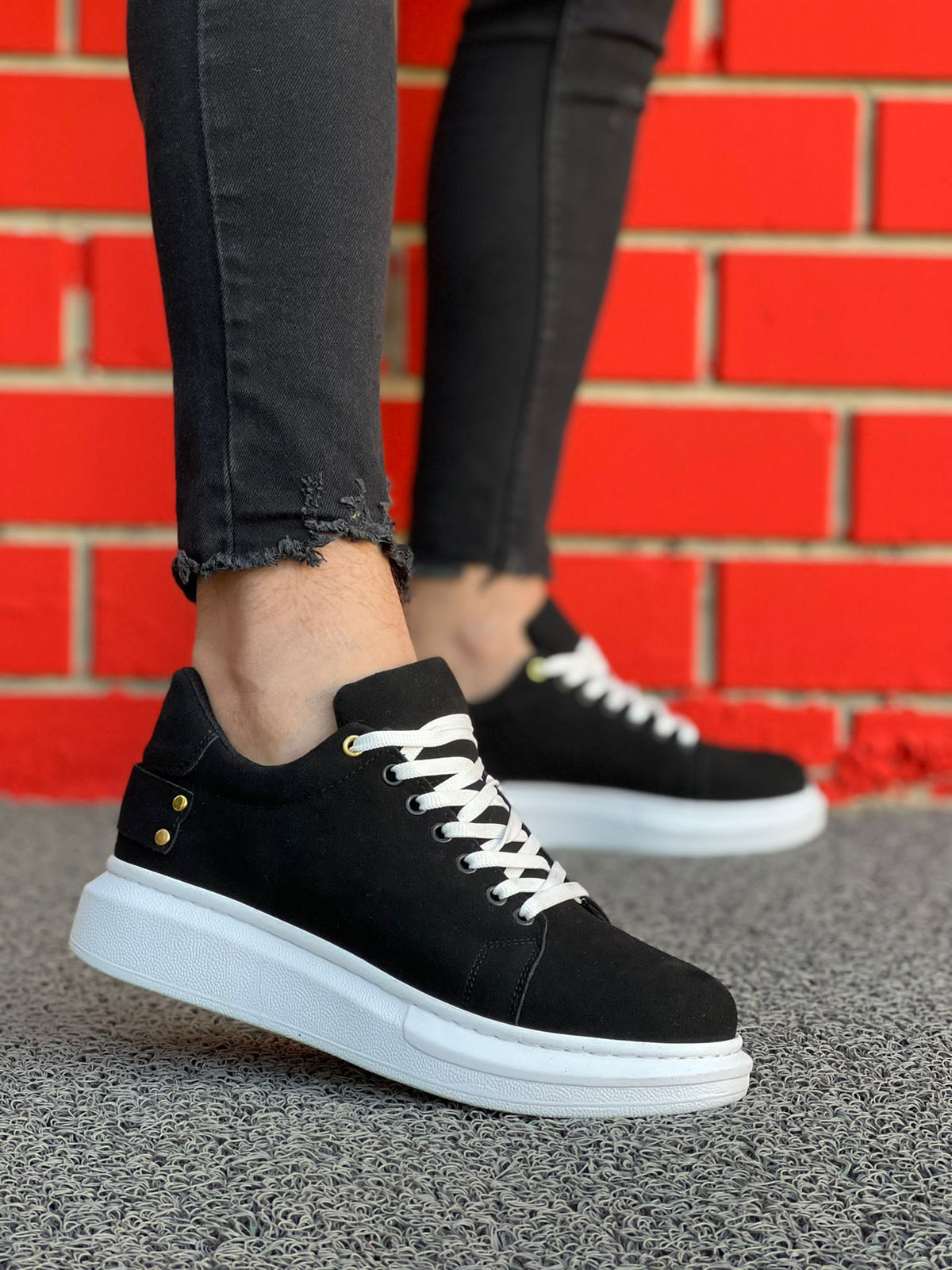 KB047 Black Suede Casual Men's sneakers Shoes - STREETMODE ™