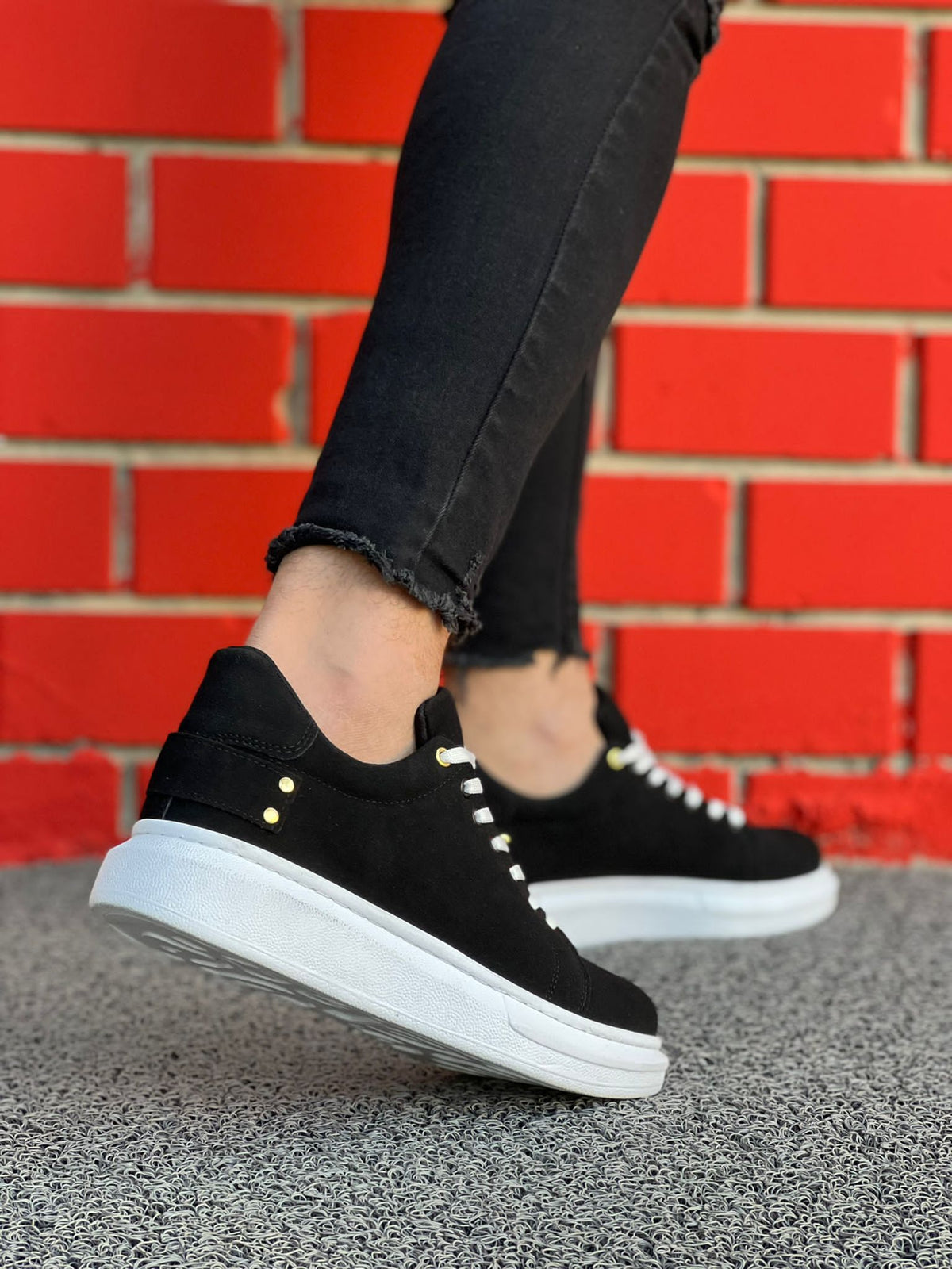 KB047 Black Suede Casual Men's sneakers Shoes - STREETMODE ™