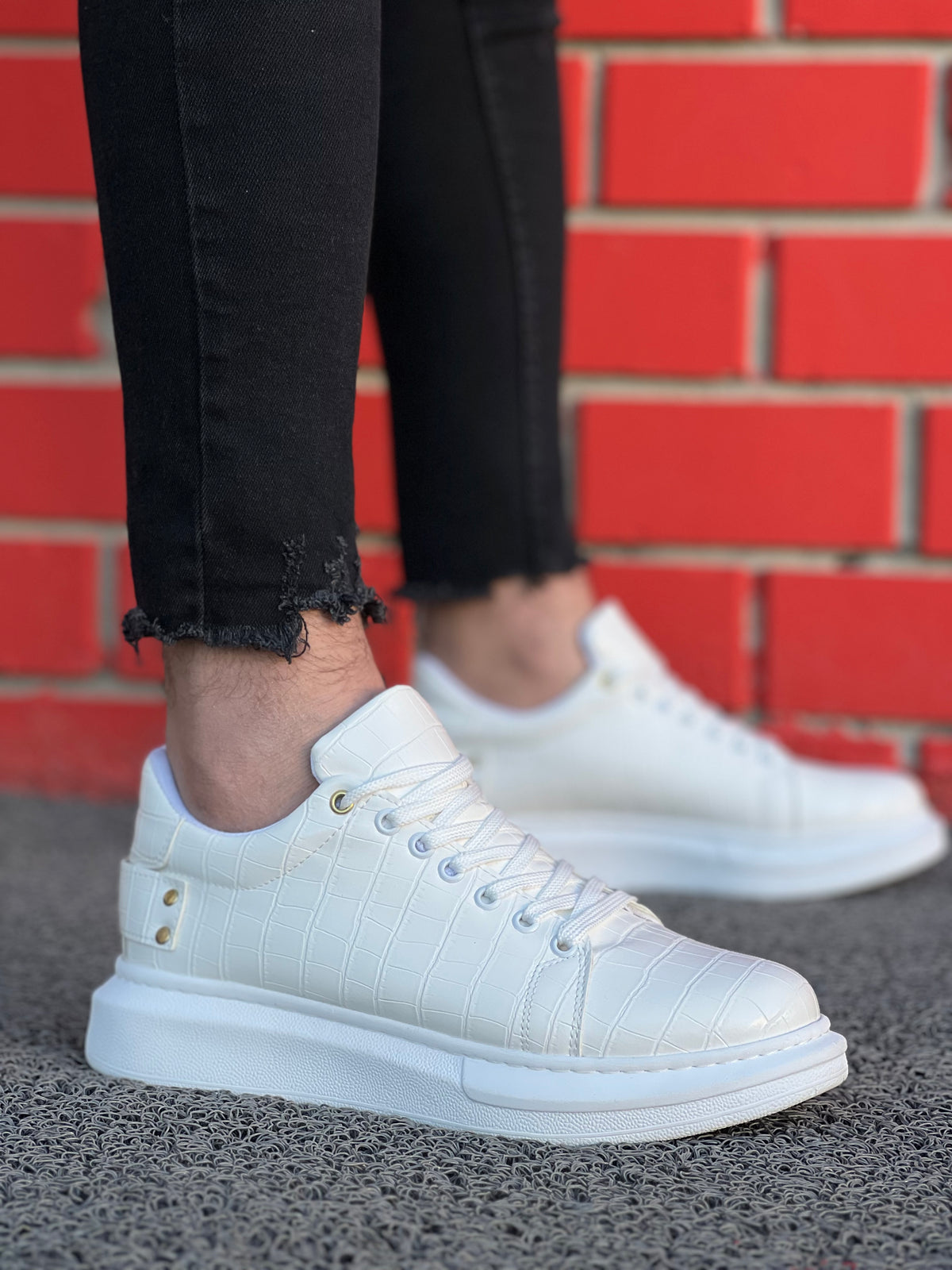 KB047 WHITE CROCODİLE Men's Casual Shoes - STREETMODE ™