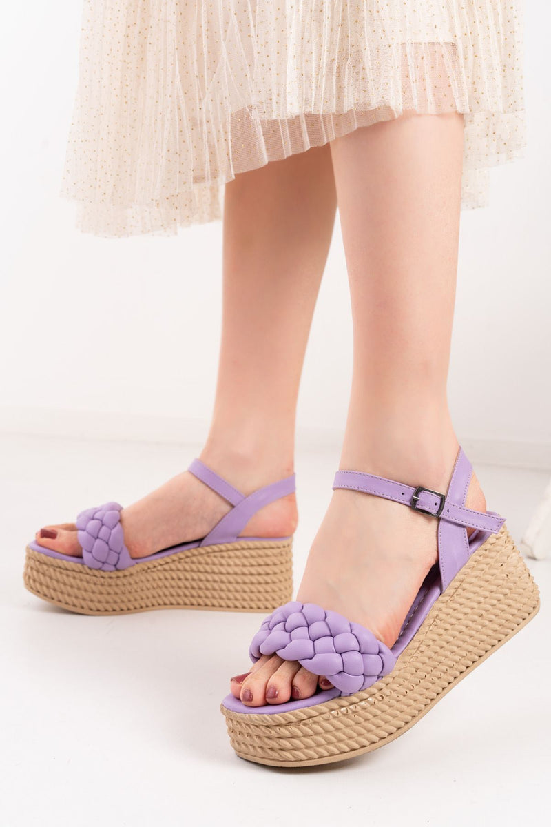 Kelvin Women's Lilac Wedge Ankle Ankle Sandals - STREETMODE ™