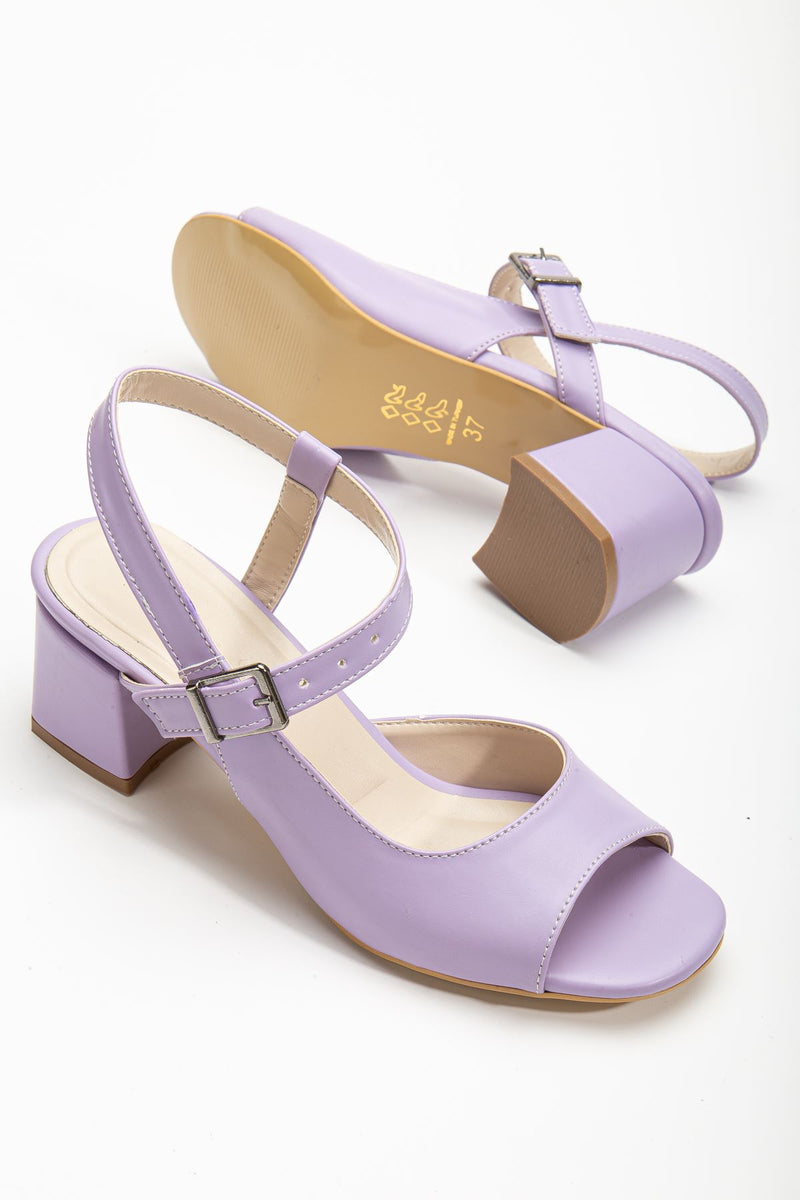 Keri Heeled Lilac Skin Blunt Toe Women's Shoes - STREETMODE ™