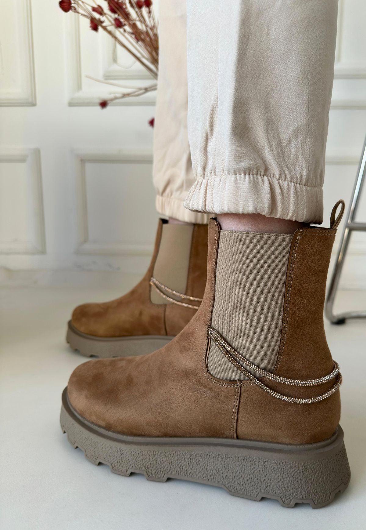 Women's Nude Suede Boots - STREETMODE ™