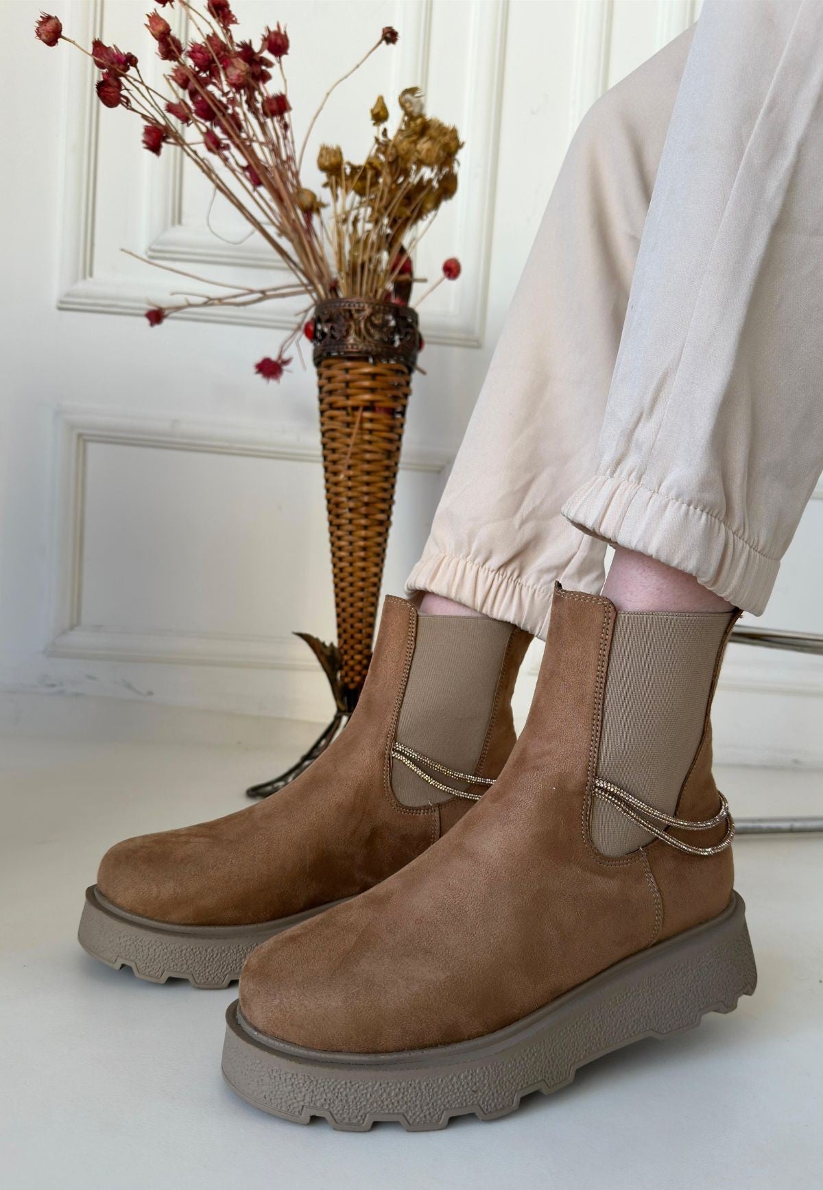 Women's Nude Suede Boots - STREETMODE ™