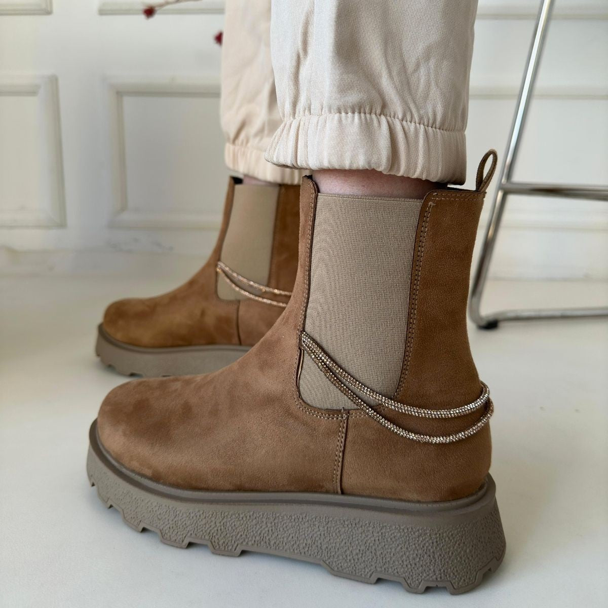 Women's Nude Suede Boots - STREETMODE ™