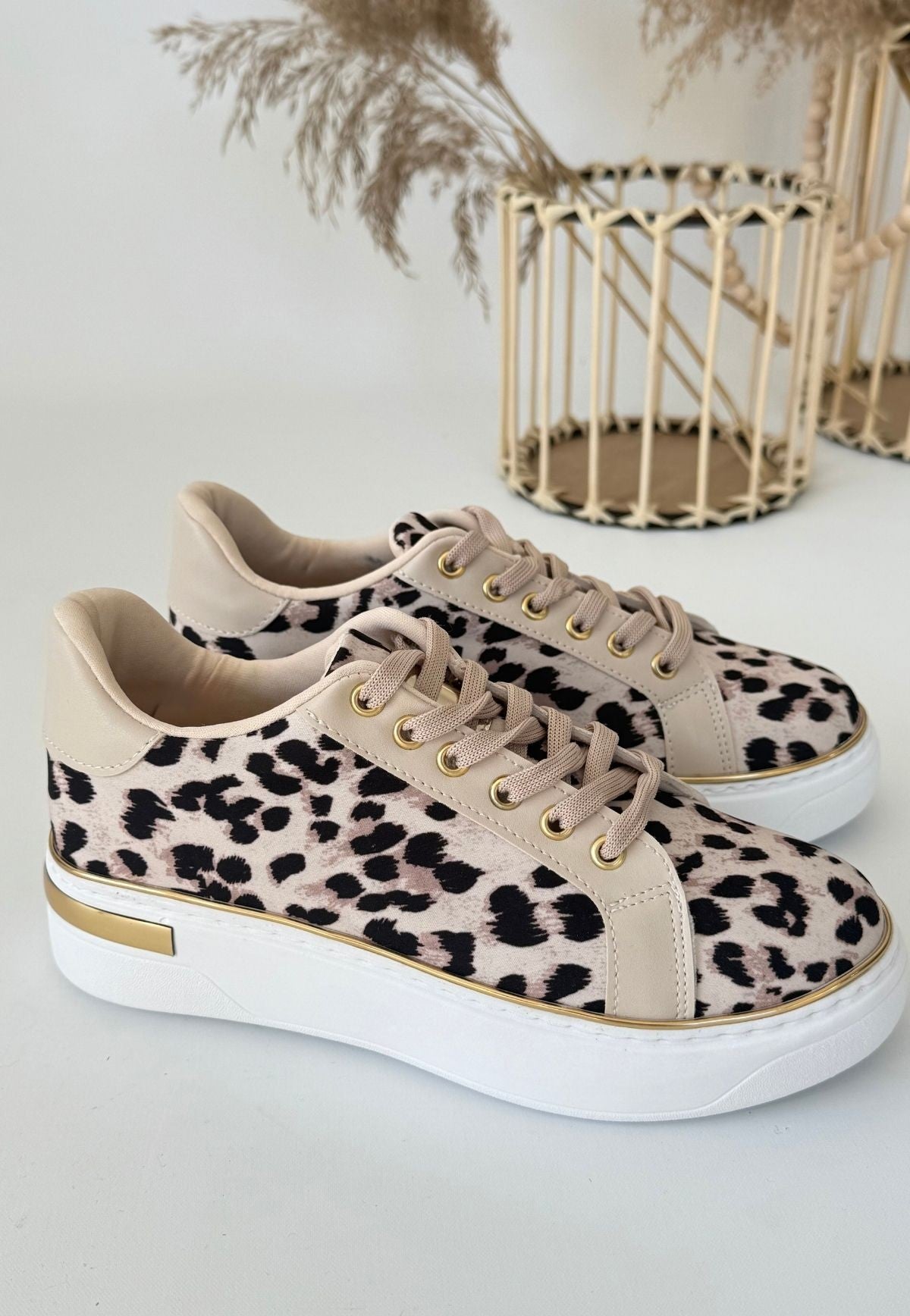 Women's Cheetah Satin Lace-Up Sneakers