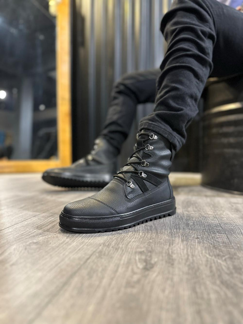 Men's Sports Boots B12 Black (Black Sole) - STREETMODE ™