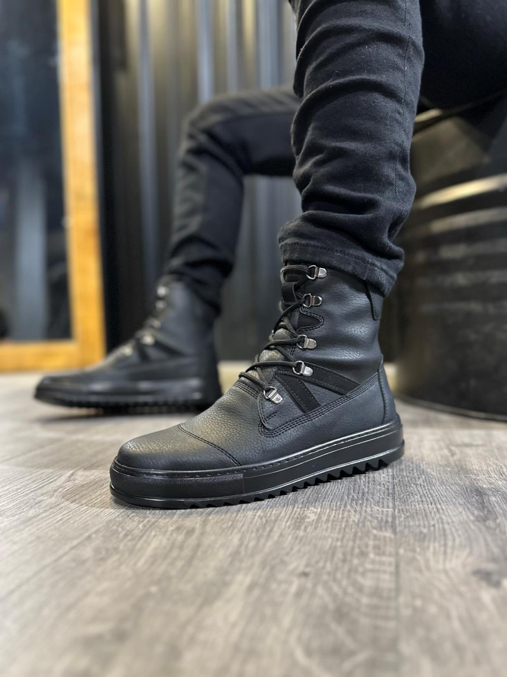 Men's Sports Boots B12 Black (Black Sole) - STREETMODE ™