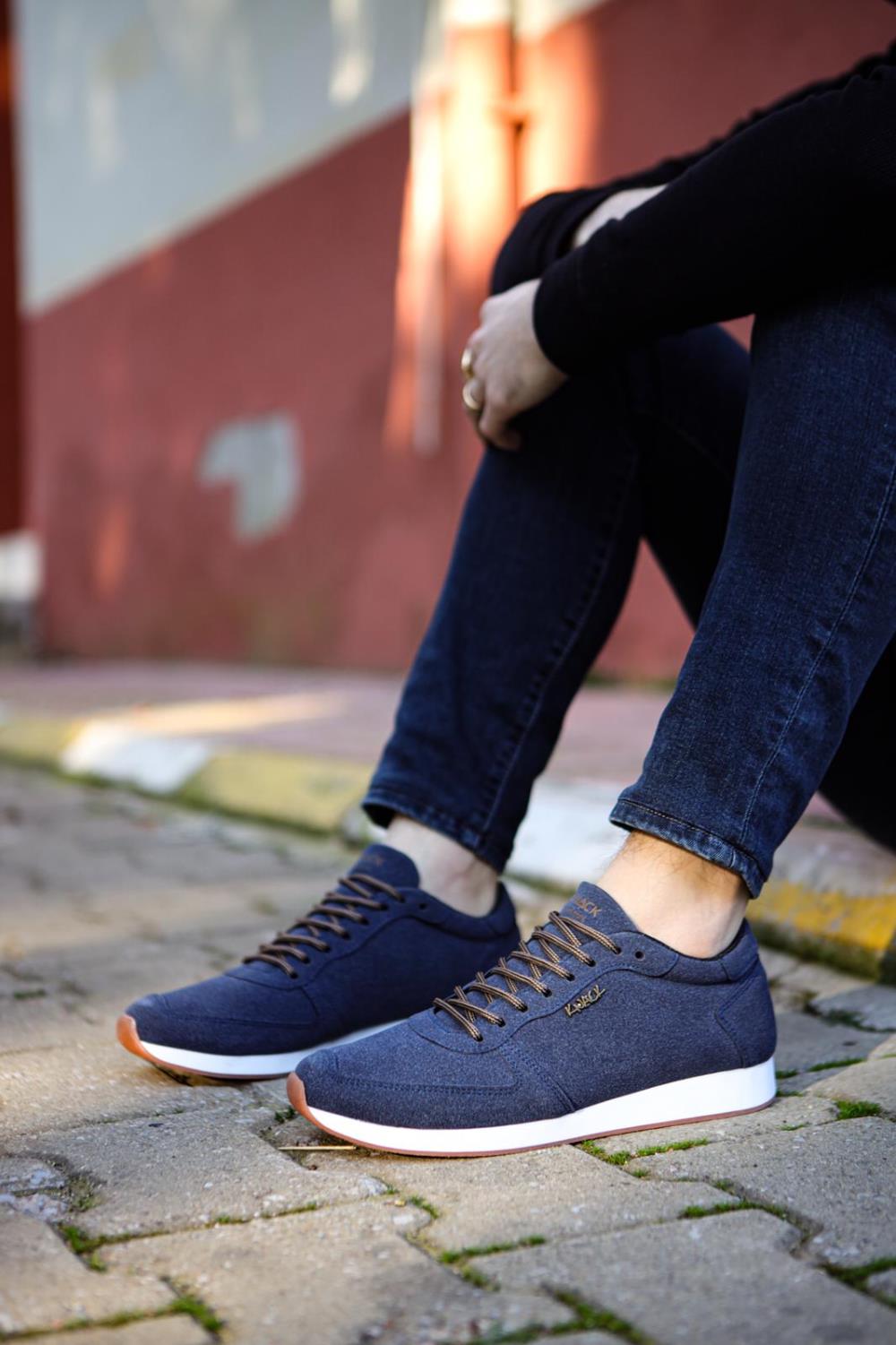 Men's Sneaker Casual Shoes 002 Suede Dark Blue - STREETMODE ™