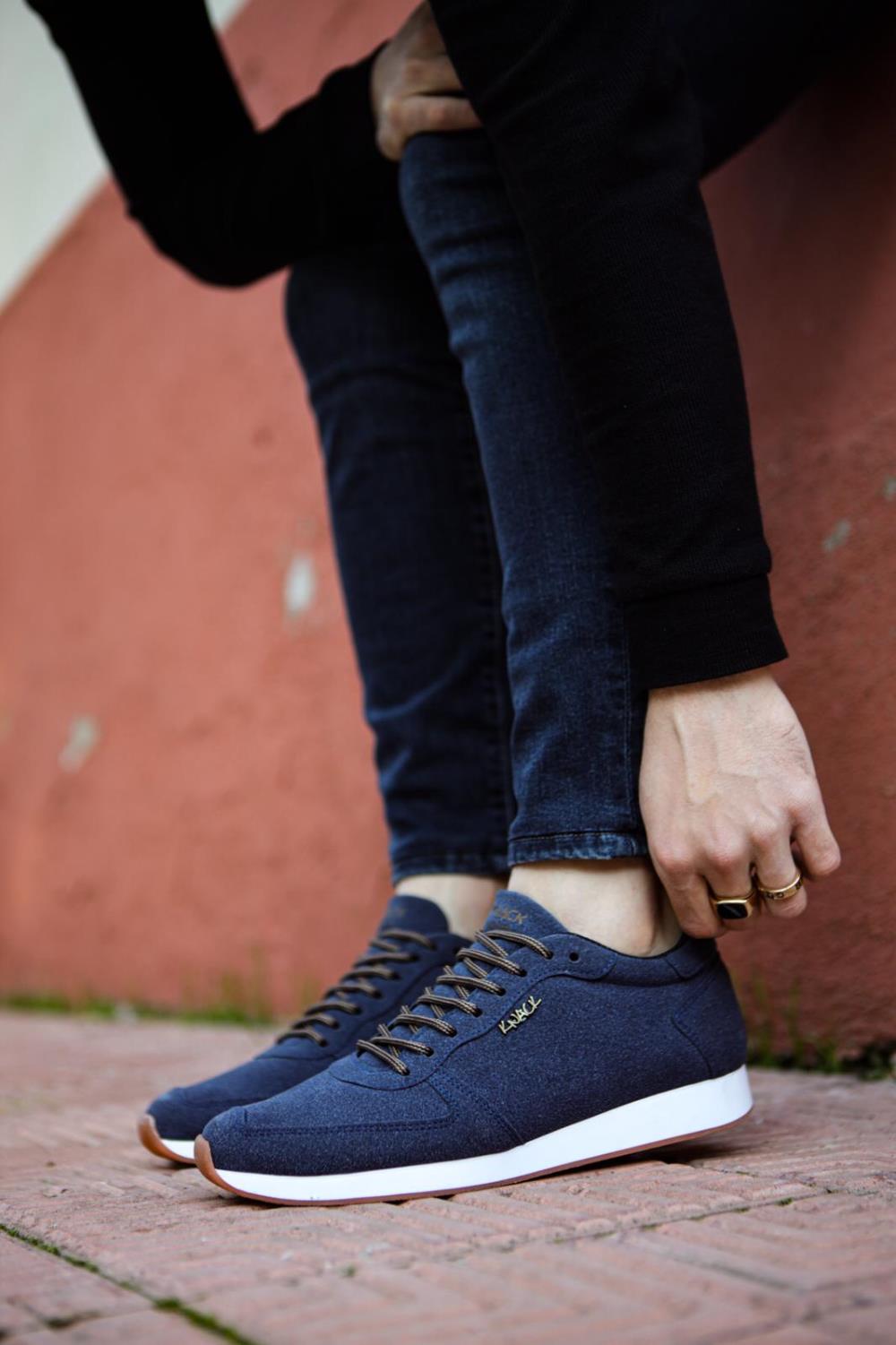 Men's Sneaker Casual Shoes 002 Suede Dark Blue - STREETMODE ™