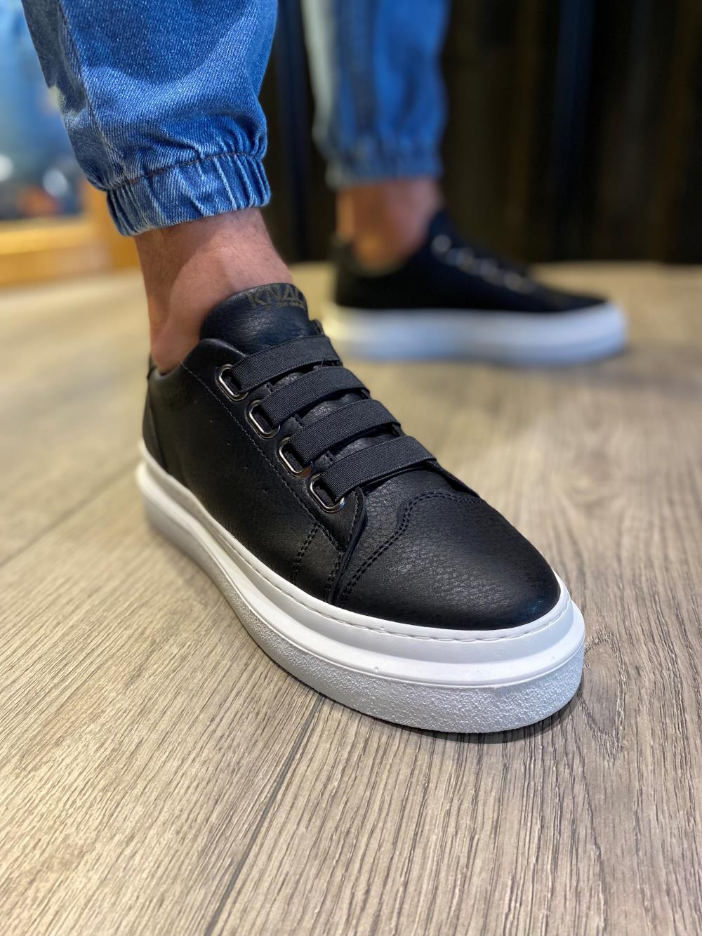 Herren Casual Sneakers Schuhe 521 Schwarz (Weiße Sohle)