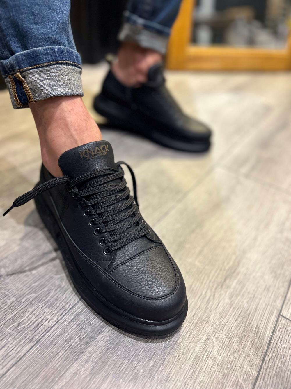 Men's Casual Sneakers Shoes 814 Black (Black Sole) - STREETMODE ™